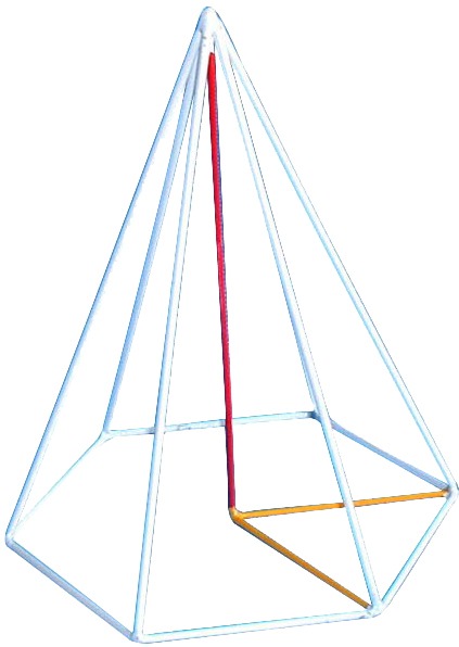 Piramida hexagonala regulata, model pe muchie 3