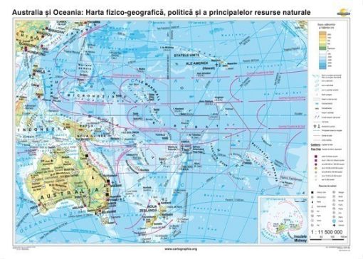 Australia si Oceania. Harta fizico-geografica, politica si a principalelor resurse naturale 3