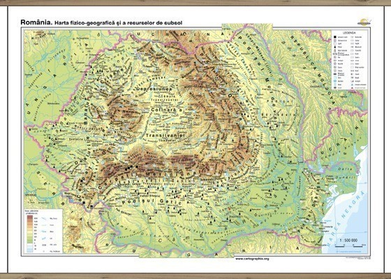 Romania Harta Fizico Geografica Si A Resurselor Naturale De
