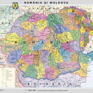 Romania - harta administrativa - pe verso harta in contur 5