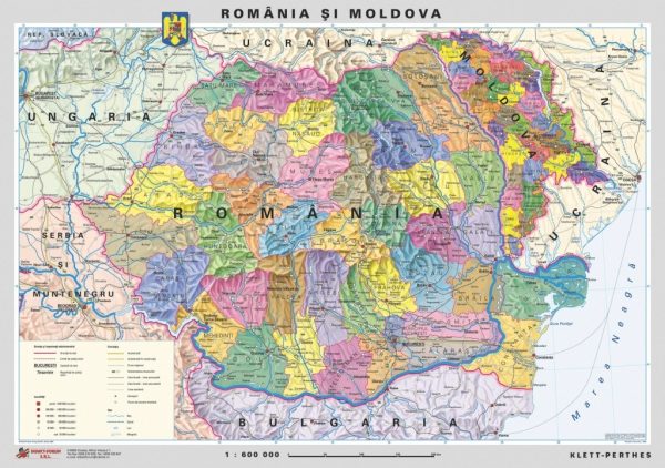 Romania - harta administrativa - pe verso harta in contur 3