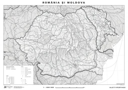 Romania - harta administrativa - pe verso harta in contur 4