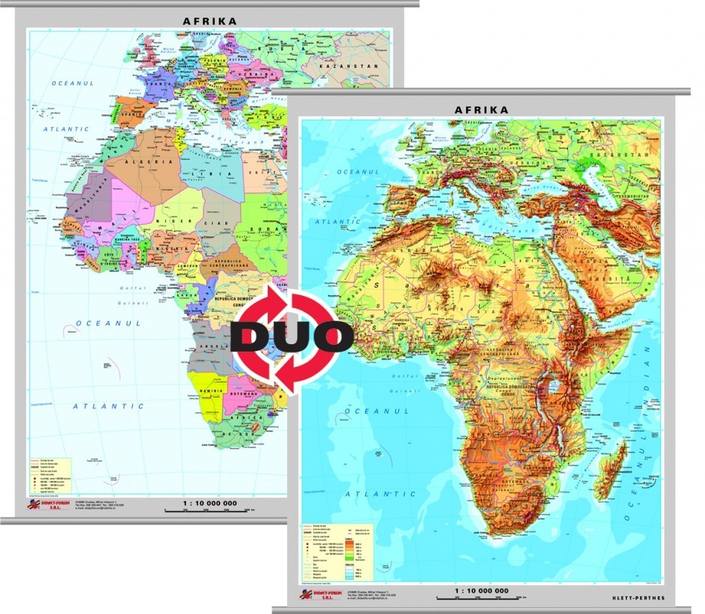 Africa - harta fizica - pe verso: harta politica a Africii 3