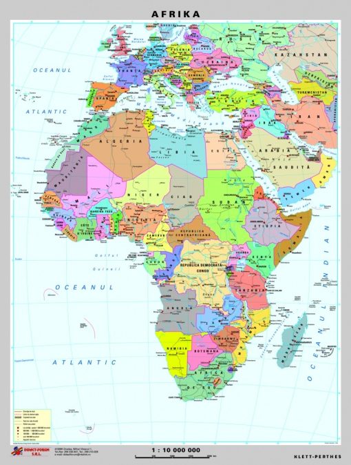 Africa - harta fizica - pe verso: harta politica a Africii 5