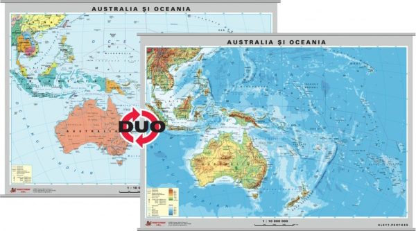 Australia - Noua Zeelanda - harta fizica - pe verso : harta politica a zonei 3