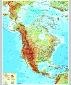 America de Nord - harta fizica - pe verso: harta politica a Americii de Nord 6