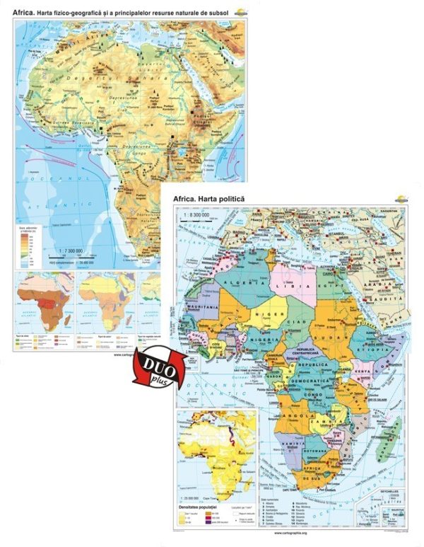 Africa. Harta fizico-geografica si a principalelor resurse naturale de subsol si Africa. Harta politica 3