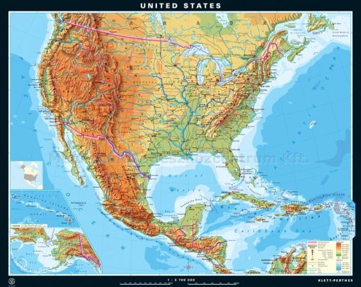 Statele Unite ale Americii - harta fizica - limba engleza 3