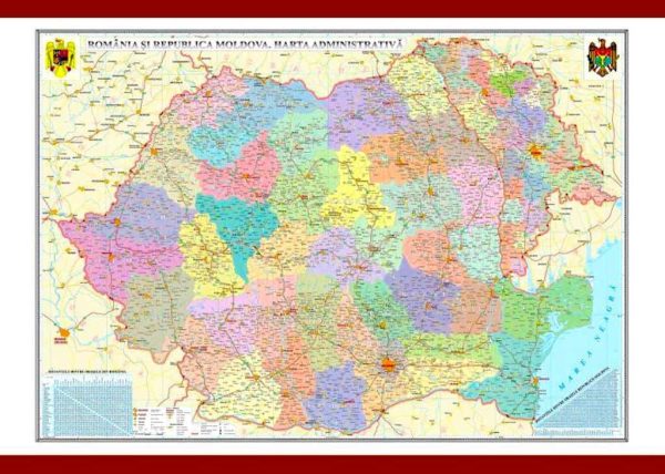 Romania si Republica Moldova. Harta administrativa 3