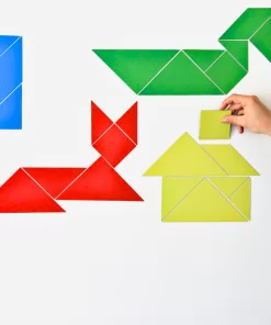 Prima pagina 30 Set Tangram 4 culori, 28 piese Magnetice